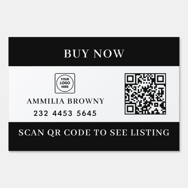 Custom White QR Code | Modern Minimalist Design Sign (Front)