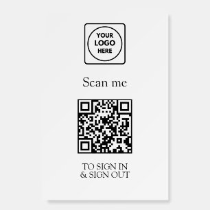 Custom White QR Sign-In   Visitor & Employee  Foam Board