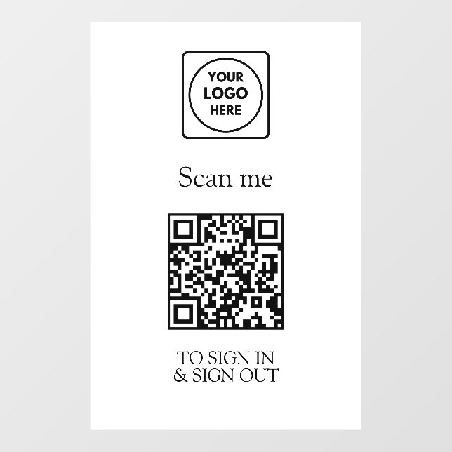 Custom White QR Sign-In | Visitor & Employee  Window Cling (Sheet)