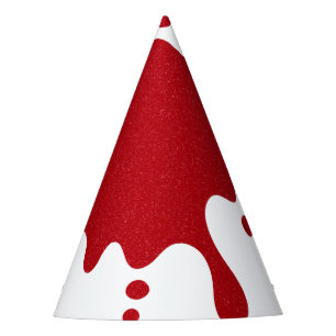Custom White & Red Drip Party Hats (12 Pack)