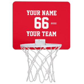 Custom white red Football with Name, Number, Team Mini Basketball Hoop