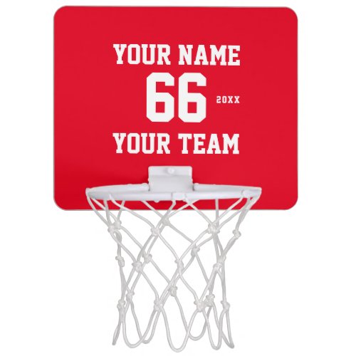 Custom white red Football with Name Number Team Mini Basketball Hoop