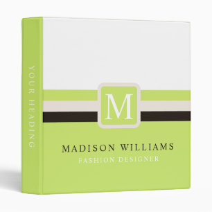 Custom White Sage Green Black Color Block 3 Ring Binder