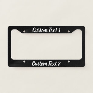 Custom White Script on Black License Plate Frame