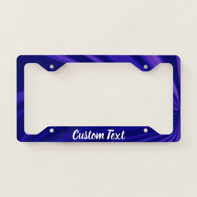 Custom White Script on Purple Fractal Pattern License Plate Frame (Front)