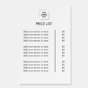 Custom White Service Menu   Modern Business Logo  Foam Board