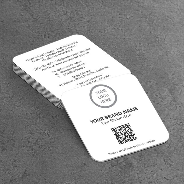 Custom White Small Business Premise Logo QR Code Square Business Card (Creator Uploaded)