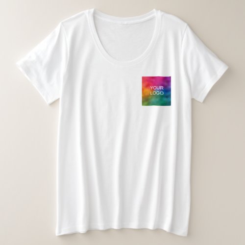 Custom White Template Upload Business Logo Image Plus Size T_Shirt