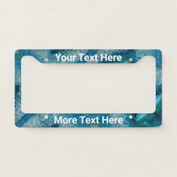 Custom White Text on Blue Druse Agate Stone License Plate Frame