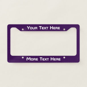 Custom White Text on Dark Purple License Plate Frame