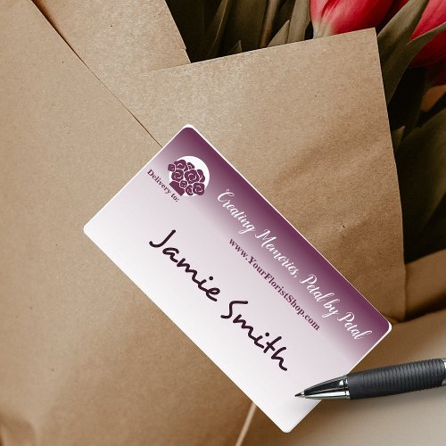  Custom White to Purple Floral Delivery Label