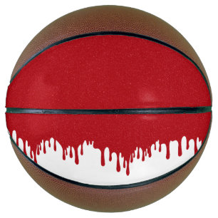 Custom White & Tomato Red Drip Basketball