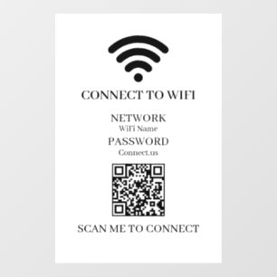 Custom White WiFi QR   Scan to Connect Display Wall Decal
