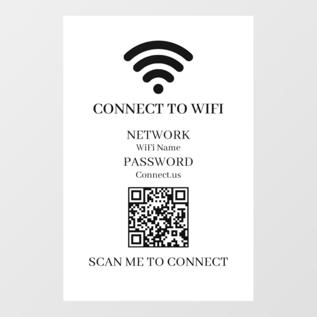 Custom White WiFi QR | Scan to Connect Display Wall Decal (Front)