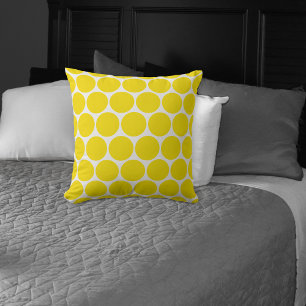 Custom White With Yellow Polka Dots Pattern Pillow