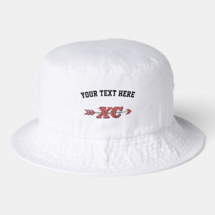 Custom White XC Cross Country Player Team Sports Bucket Hat