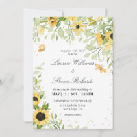 Custom White Yellow Sunflowers & Butterfly Wedding