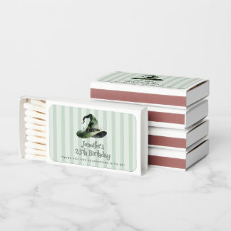 Custom Wicked Good Time Green Witch Hat Birthday Matchboxes