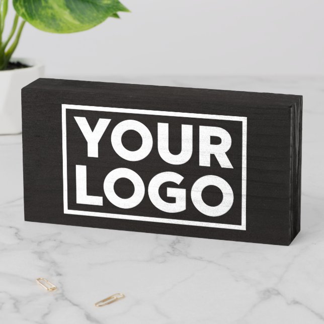 Custom Wide Business Logo Promotional Black Wooden Box Sign (In Situ Horizontal)