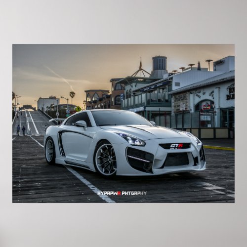 Custom Widebody Nissan GT_R with LEDs Poster