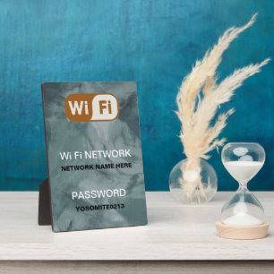 Custom WiFi Network Password Info Blue Stone Plaque