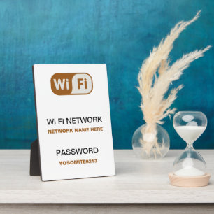 Custom WiFi Network Password Info White Plaque