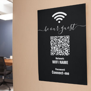 Custom Wifi Password Sign Minimalist Black Poster