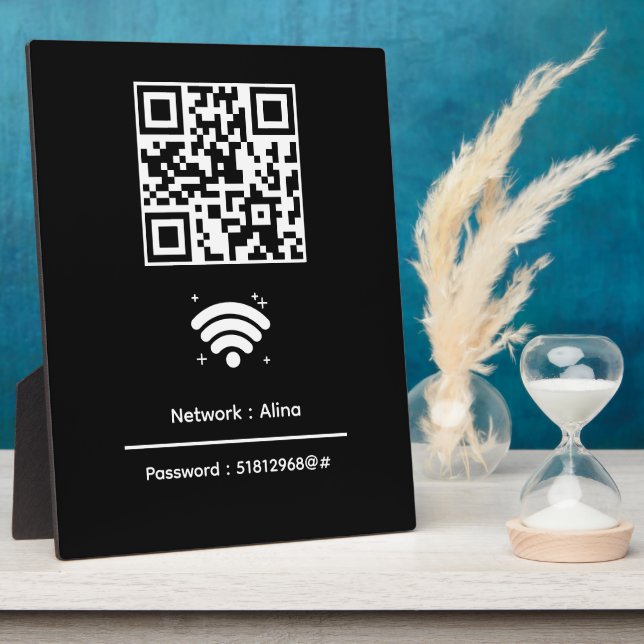 Custom Wifi QR Code | Network Password Modern Plaq Plaque (Side)