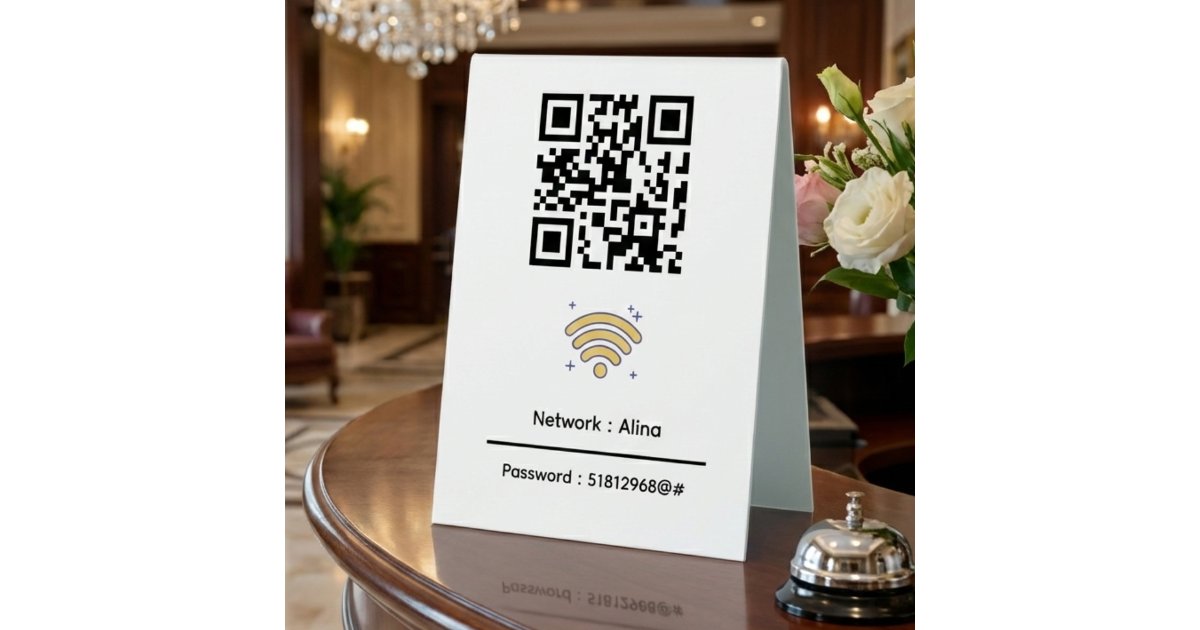 Custom Wifi QR Code | Network Password Modern Table Tent | Zazzle