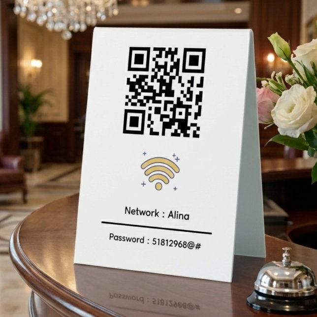 Custom Wifi QR Code | Network Password Modern Table Tent (Creator Uploaded)