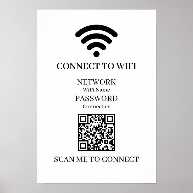 Custom WiFi QR | Easy Network Scan Display Poster (Front)