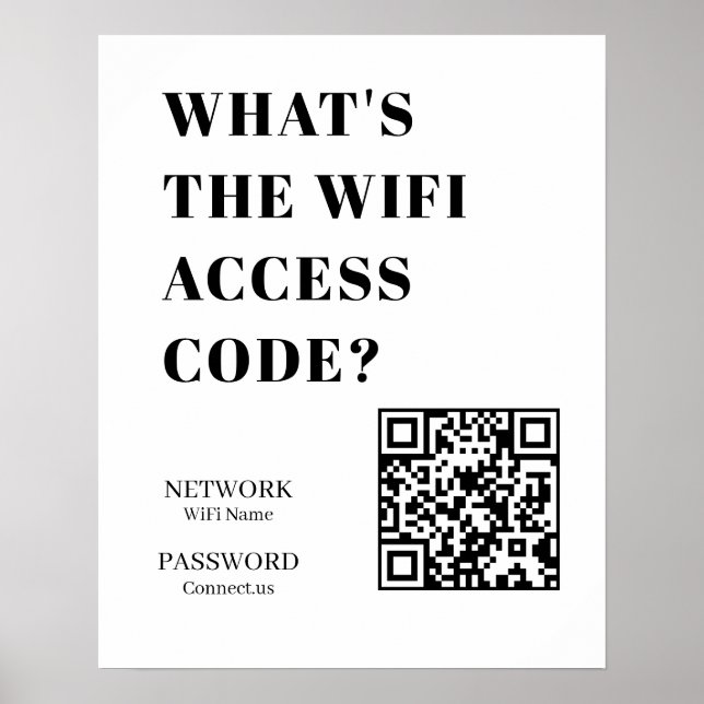 Custom WiFi QR | What's the WiFi Code Display Poster (Front)