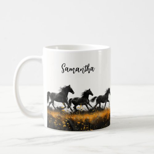 Custom Wild Horses and Wild Flower Themed Mug