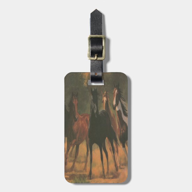 Custom Wild Horses Luggage Tag (Front Vertical)