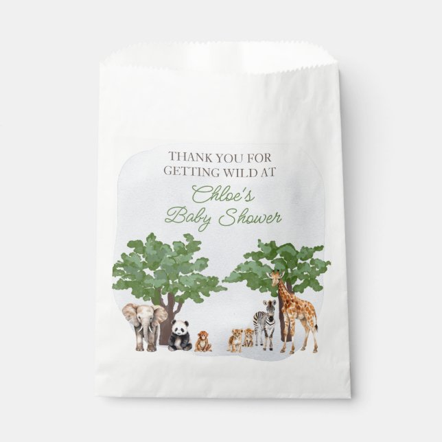 Custom Wild One Animal Safari Animal Favor Bags (Front)