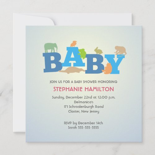 Custom wild safari animal boy baby shower invite