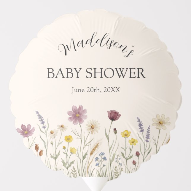 Custom Wildflower Baby Shower Balloon (Front)