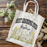 Custom Wildflower Bag, Birthday Gift for Grandma Tote Bag<br><div class="desc">Celebrate the Best Grandma Ever with a custom name tote bag featuring delicate wildflowers. A perfect personalized gift for grandma, Mimi, or Nana on Mother’s Day, birthdays, or Christmas. Thoughtful and stylish, this tote is a beautiful way to show your love! best grandma ever tote, personalized name tote bag, custom...</div>