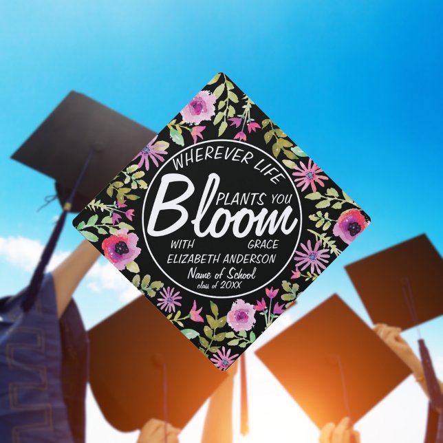 Custom Wildflower Bloom with Grace Graduation Cap Topper (Creator Uploaded)
