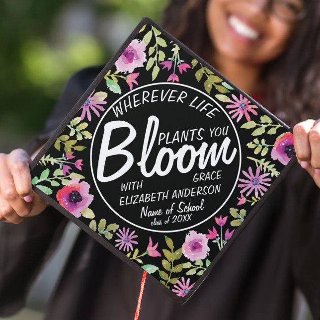 Custom Wildflower Bloom with Grace Graduation Cap Topper (Creator Uploaded)
