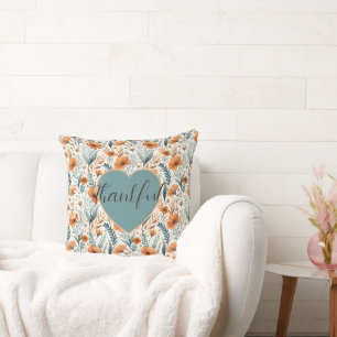 Custom Wildflower Botanical Boho Floral Watercolor Throw Pillow