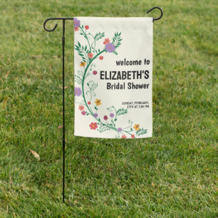 Custom Wildflower Floral Bridal Shower Name Garden Flag