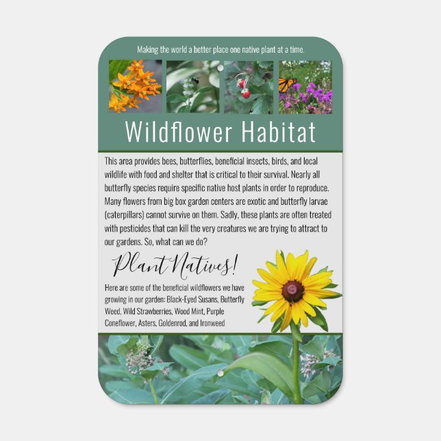 Custom Wildflower Habitat Add Your Own Photos Metal Sign (Front)