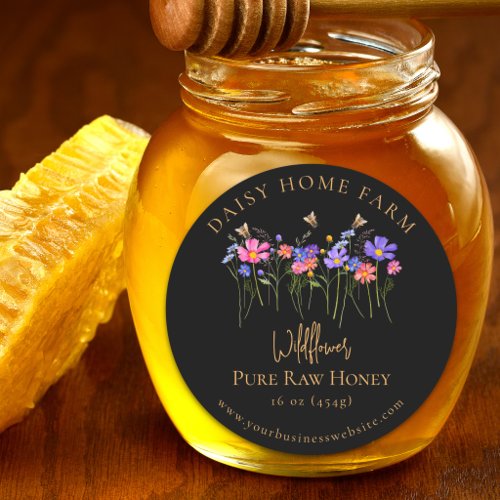 Custom Wildflower Honey Jar Apiary Bee Business Classic Round Sticker