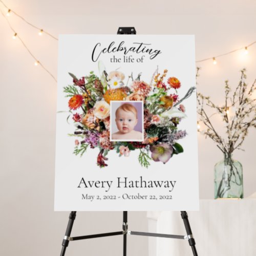 Custom Wildflower Photo Funeral Memorial Sign 