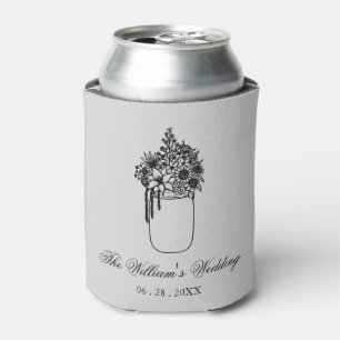 Custom Wildflower Rustic Wedding Can Cooler
