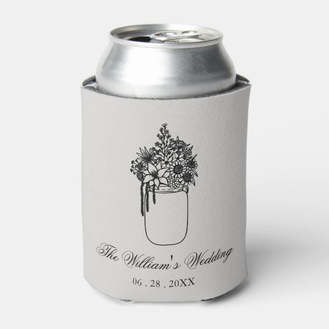 Custom Wildflower Rustic Wedding Can Cooler (Can Front)