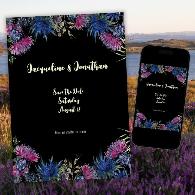 Custom Wildflower Scottish Thistles Save The Date Invitation (Creator Uploaded)
