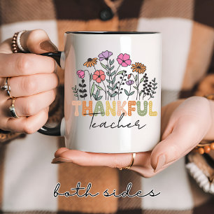 Custom Wildflower Thankful Mug for Teacher Nurse