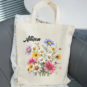 Custom Wildflower Tote Bag for Her, Mom & Women